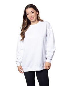 chicka-d 449CK - Ladies Burnout Campus Crew Sweatshirt White