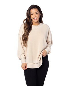chicka-d 480 - Ladies Burnout Campus Pullover Oatmeal