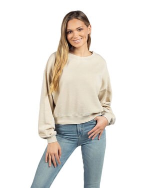 chicka-d 504 - Ladies Burnout Campus Crop Sweatshirt