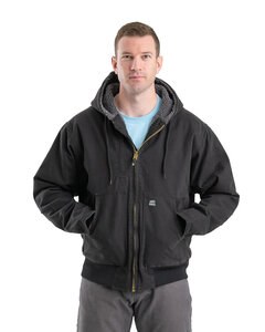 Berne HJ317 - Men's Highland Flex180® Washed Duck Hooded Work Jacket Black