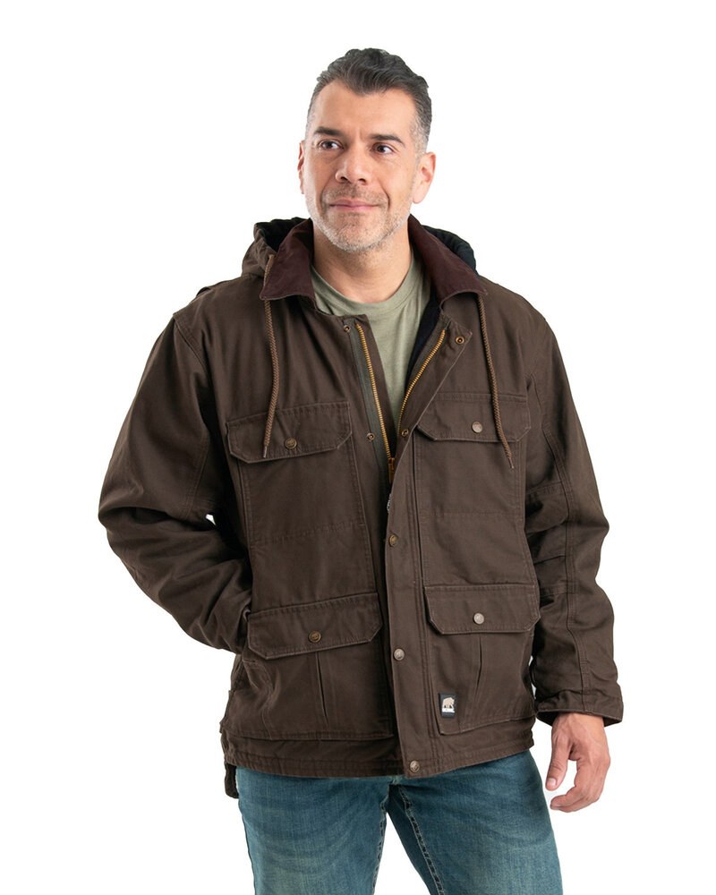 Berne JC613 - Men's Heartland Washed Duck Zip-Off Hooded Coat