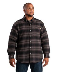 Berne SH77 - Men's Heartland Sherpa-Lined Flannel Shirt Jacket Plaid Grey Black