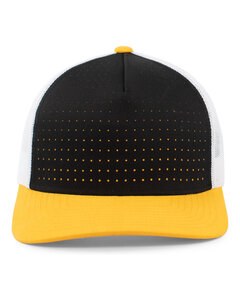 Pacific Headwear 105P - Perforated Trucker  Cap Blk/Wht/Gold