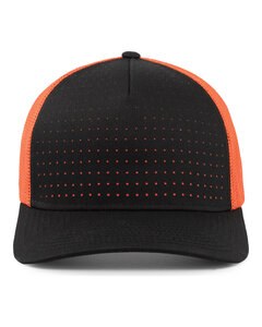 Pacific Headwear 105P - Perforated Trucker  Cap Black/Orng/Blk