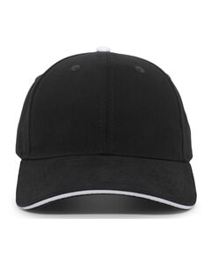 Pacific Headwear 121C - Brushed Twill Cap With Sandwich Bill Black/White