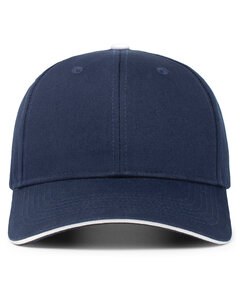 Pacific Headwear 121C - Brushed Twill Cap With Sandwich Bill Navy/White