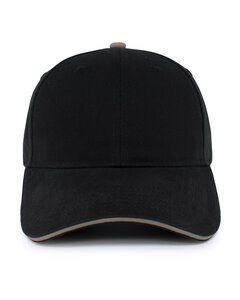 Pacific Headwear 121C - Brushed Twill Cap With Sandwich Bill Black/Khaki