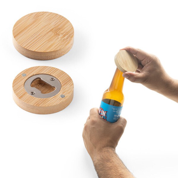 Egotier 94573 - Bamboo coaster with bottle opener